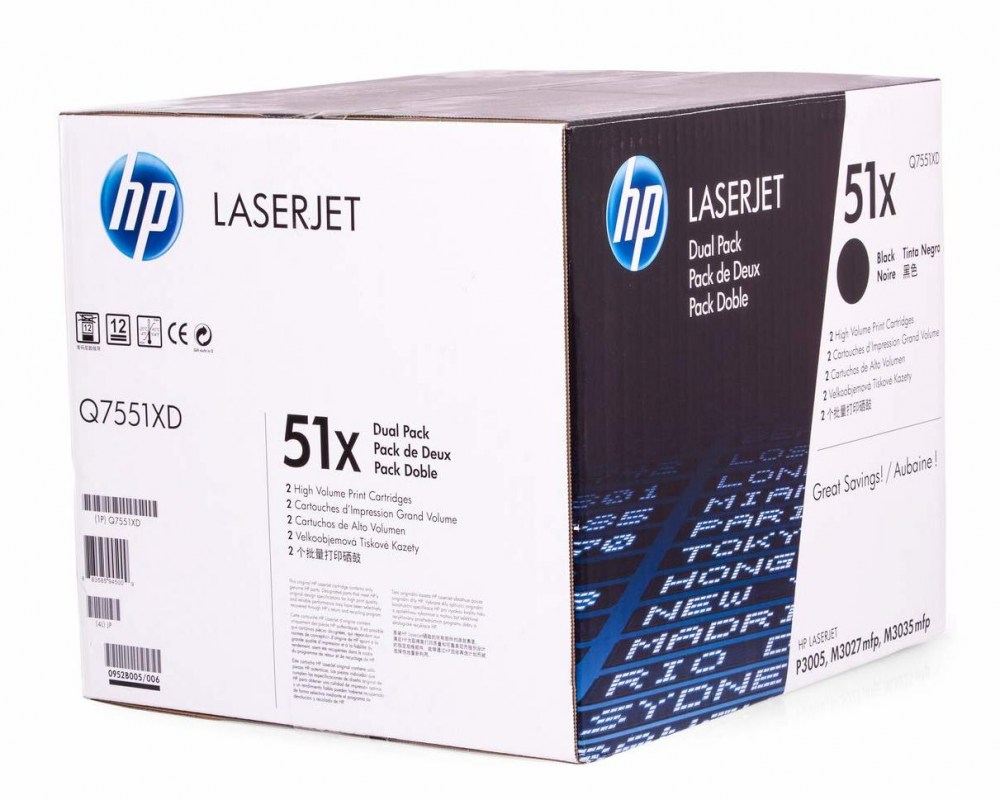 HP Toner nr 51XD Q7551XD Black 2pack 2x13K