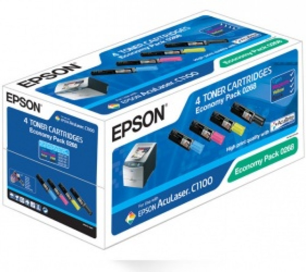 Epson Toner AcuLaser C1100 S050268 CMYK  4pack, Bk - 4K + 3x 1,5K