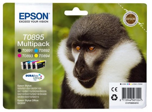 Epson Tusz Stylus SX100 T0895 CMYK 4pack 3x 3,5ml bk 5,8ml