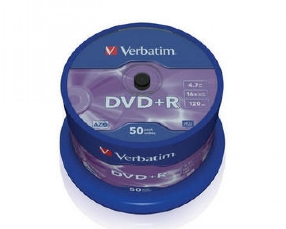 Verbatim DVD+R 16x 4,7GB 50p cake box DataLife+AZO+,scratch res, bez nadr, 