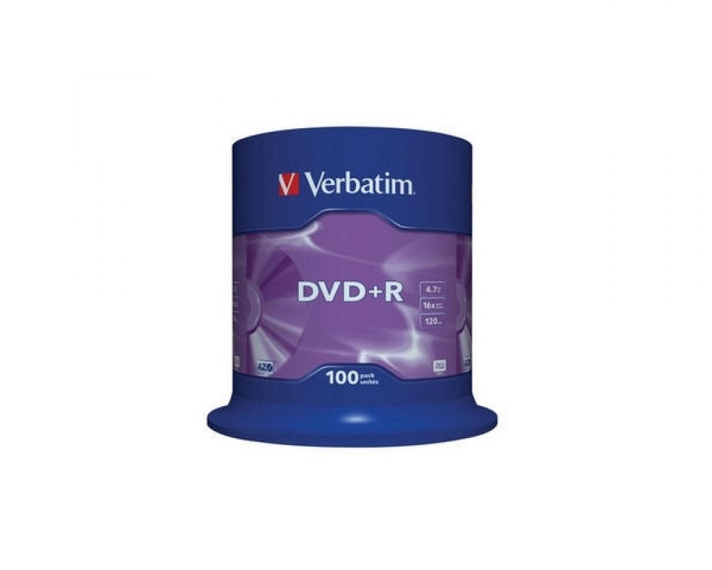 Verbatim DVD+R 16x 4,7GB 100p cake box DataLife+AZO+,scratch res, bez nadr,