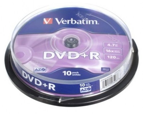 Verbatim DVD+R 16x 4,7GB 10p cake box DataLife+,Adv.AZO+, bez nadruku