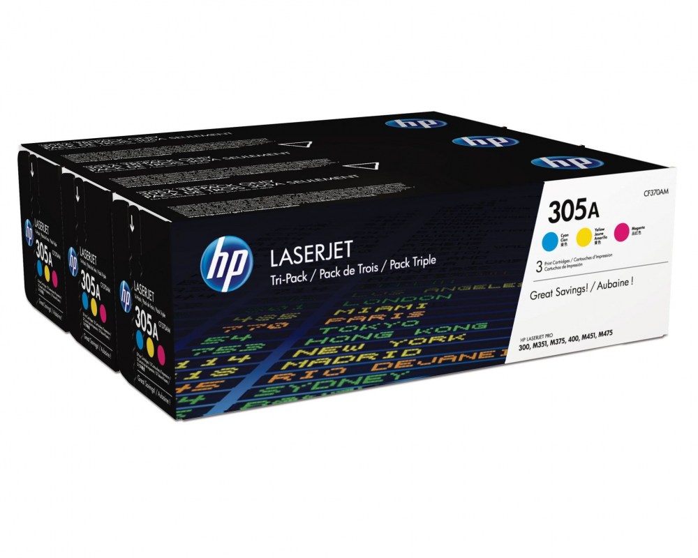 HP Toner nr 305A CF370AM 3pack CMY CE411, CE412, CE413A