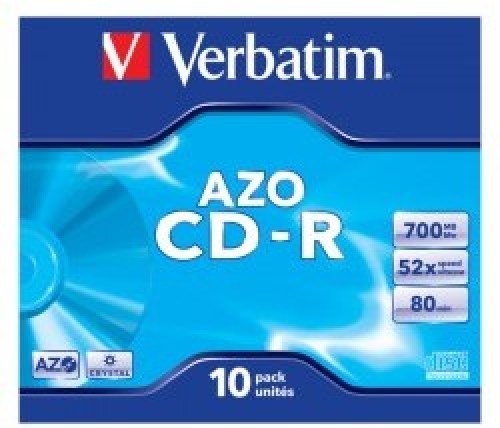 Verbatim CD-R 52x 700MB 10p jewel case DataLife +Super AZO, Crystal, bez nadruk