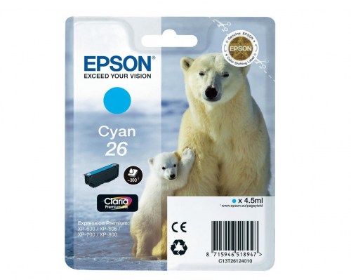 Epson Tusz Stylus XP600 T2612 Cyan4.5ml 300 stron