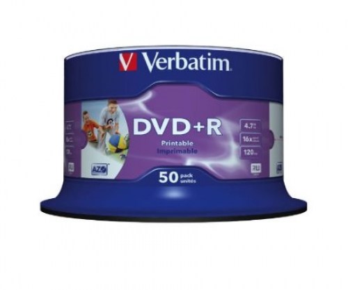 Verbatim DVD+R 16x 4,7GB 50p cake box DataLife+,prof,Adv.AZO+, printable