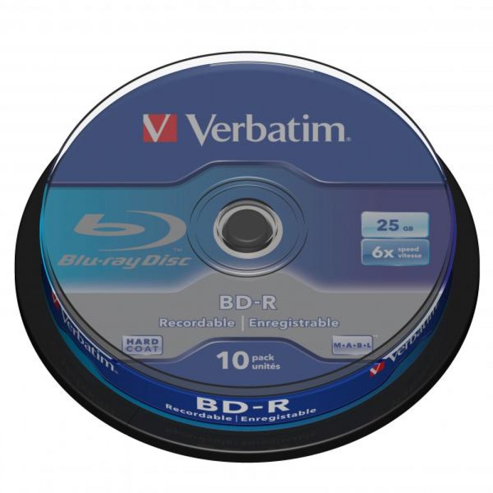 Verbatim BD-R 6x 25GB 10p cake box Single Layer, ScratchGuard+