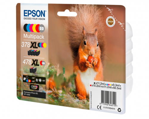 Epson Tusz XP-15000  378XL+478XL, CMYK 1x10.2ml, 2x11.2ml, 3x9.3ml