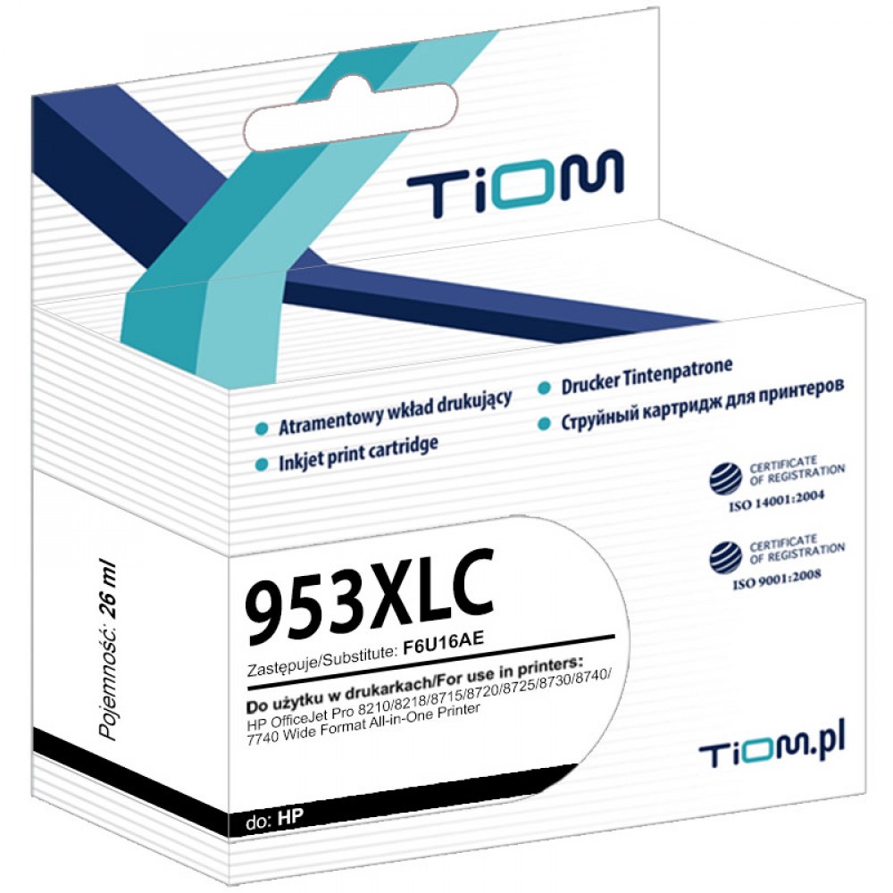 Tusz Tiom do HP 953XL | F6U16AE | 26 ml | cyan